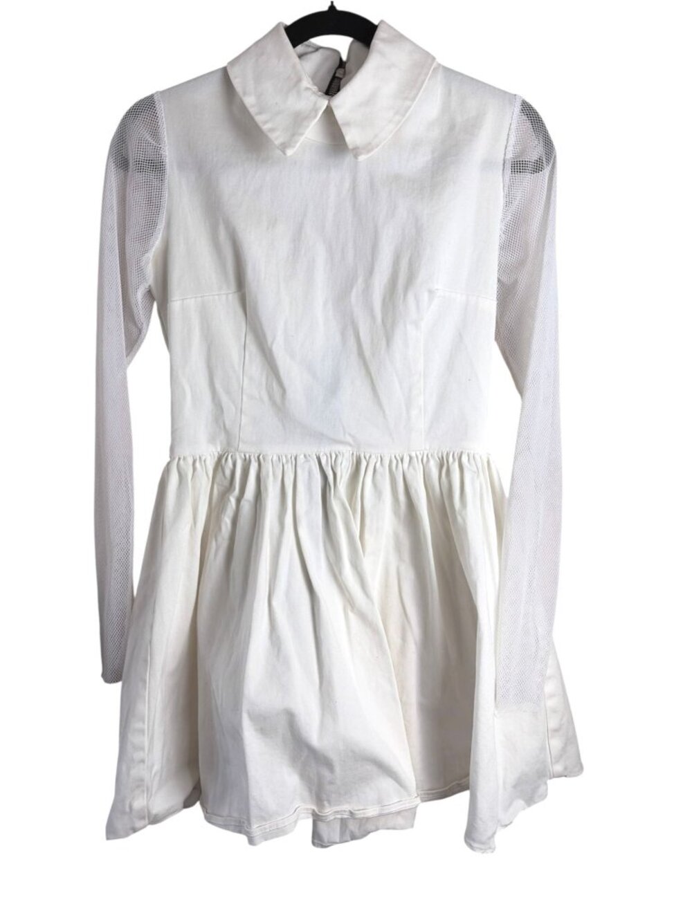 Deandri Roselle White Mini Dress SZ M Cutout Back Mesh Goth Dark Academic Dress